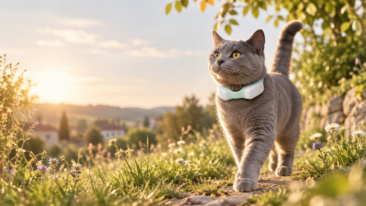Cat roaming freely along a hedge