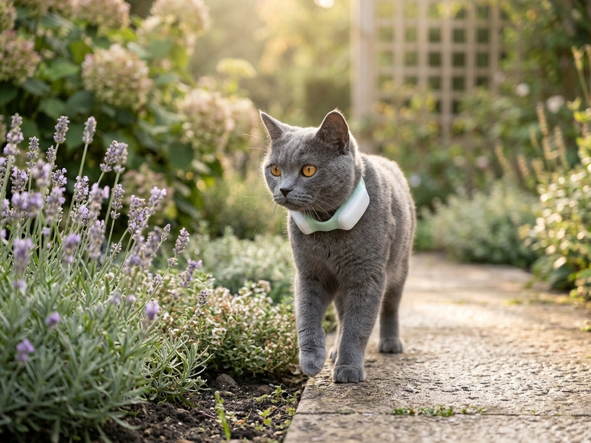Cat wearing Wandercat near the edge of a danger zone