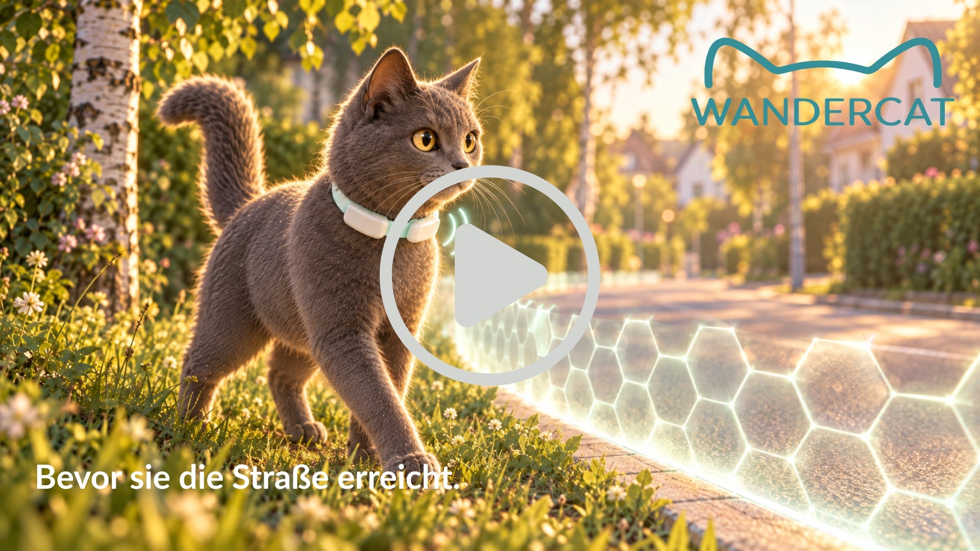 Cat walking along a hedge on a residential street